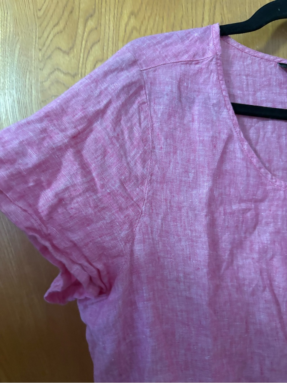 Tahari Pink Scoop Neck Short Sleeve Linen-Blend Top 1X - Picture 3 of 8